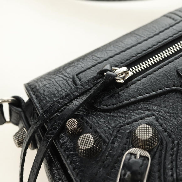 BALENCIAGA Le Cagole Shoulder Bag Leather Black Silver 781911 Auth 181560SAM