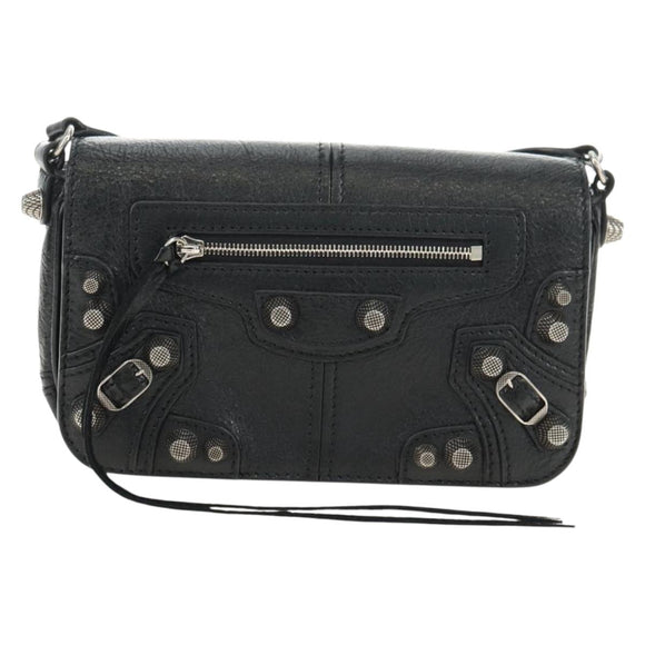 BALENCIAGA Le Cagole Shoulder Bag Leather Black Silver 781911 Auth 181560SAM