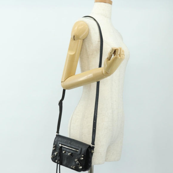 BALENCIAGA Le Cagole Shoulder Bag Leather Black Silver 781911 Auth 181560SAM