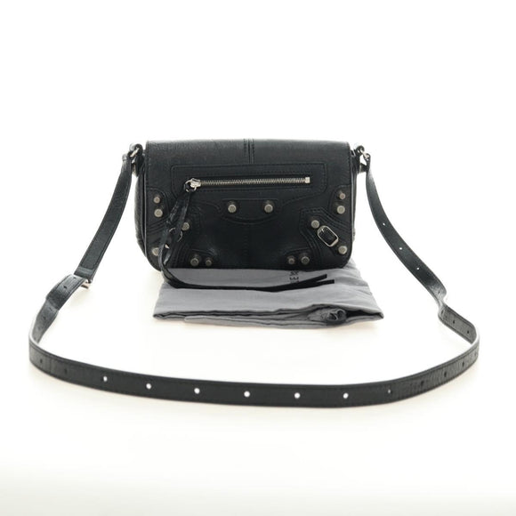 BALENCIAGA Le Cagole Shoulder Bag Leather Black Silver 781911 Auth 181560SAM