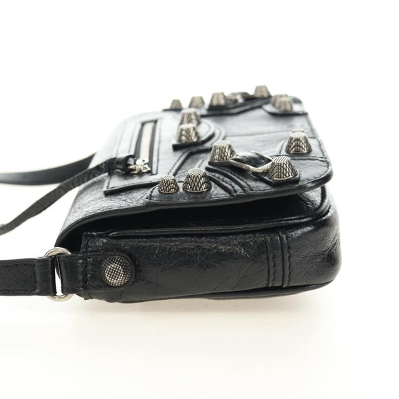 BALENCIAGA Le Cagole Shoulder Bag Leather Black Silver 781911 Auth 181560SAM