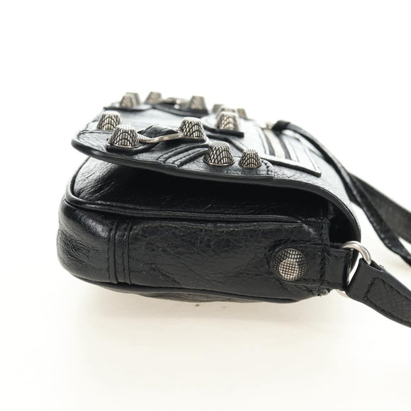 BALENCIAGA Le Cagole Shoulder Bag Leather Black Silver 781911 Auth 181560SAM
