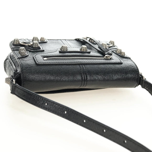 BALENCIAGA Le Cagole Shoulder Bag Leather Black Silver 781911 Auth 181560SAM