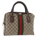 GUCCI GG Supreme Web Sherry Line Tasche PVC Beige Gold 378 002 3839 Auth 181562-1