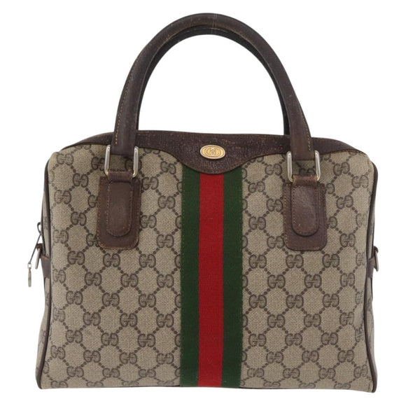 GUCCI GG Supreme Web Sherry Line Tasche PVC Beige Gold 378 002 3839 Auth 181562