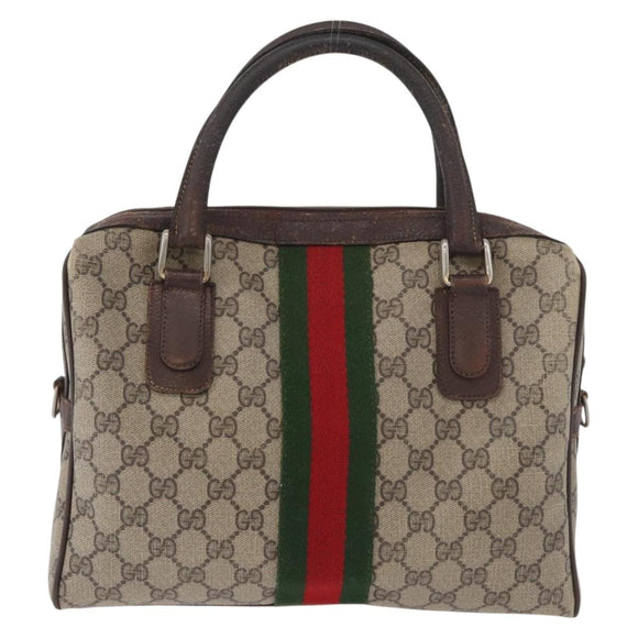 GUCCI GG Supreme Web Sherry Line Tasche PVC Beige Gold 378 002 3839 Auth 181562