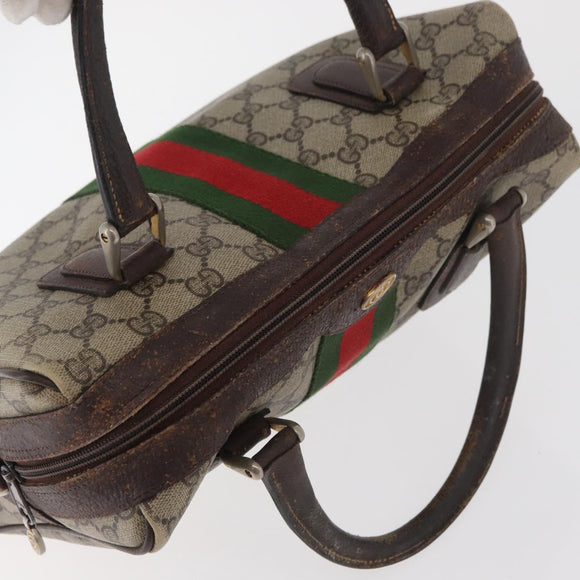 GUCCI GG Supreme Web Sherry Line Tasche PVC Beige Gold 378 002 3839 Auth 181562