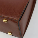 CELINE Hand Bag Leather 2way Brown Gold Auth 181564A-16