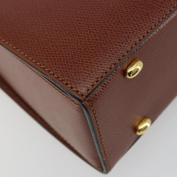 CELINE Hand Bag Leather 2way Brown Gold Auth 181564A