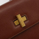 CELINE Hand Bag Leather 2way Brown Gold Auth 181564A-20