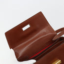CELINE Hand Bag Leather 2way Brown Gold Auth 181564A-9