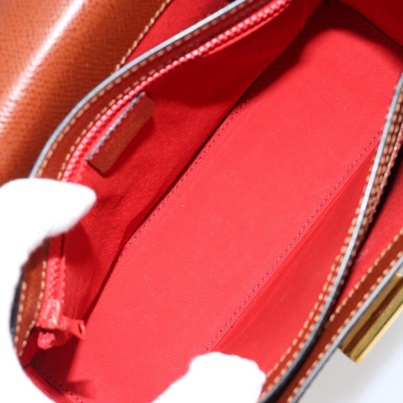 CELINE Hand Bag Leather 2way Brown Gold Auth 181564A
