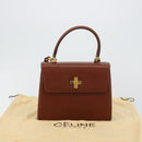 CELINE Hand Bag Leather 2way Brown Gold Auth 181564A-12
