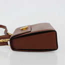 CELINE Hand Bag Leather 2way Brown Gold Auth 181564A-4