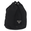 PRADA Kordelzugbeutel Nylon Schwarz Silber Auth 181567-1