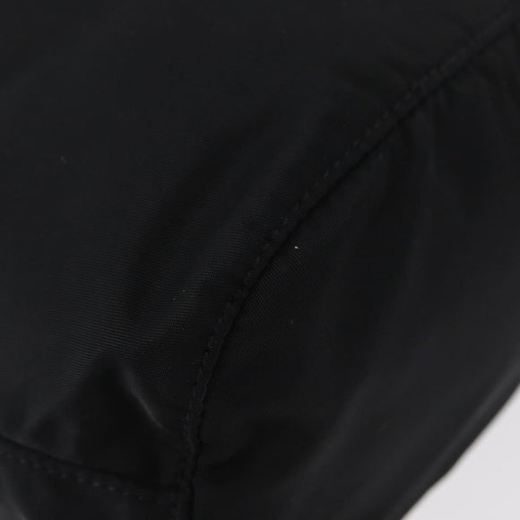 PRADA Kordelzugbeutel Nylon Schwarz Silber Auth 181567