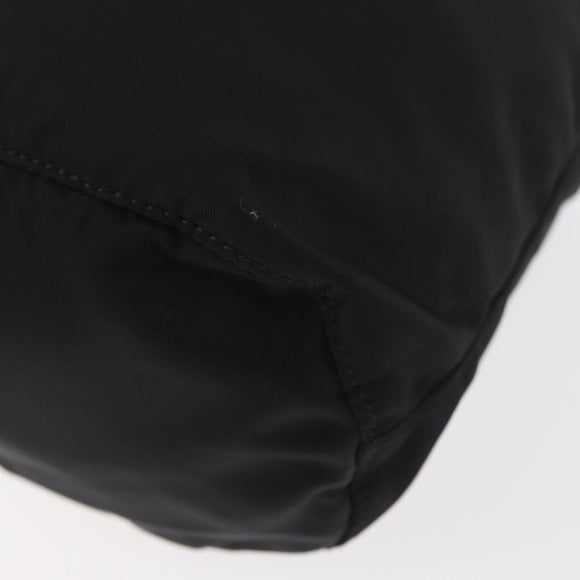 PRADA Kordelzugbeutel Nylon Schwarz Silber Auth 181567