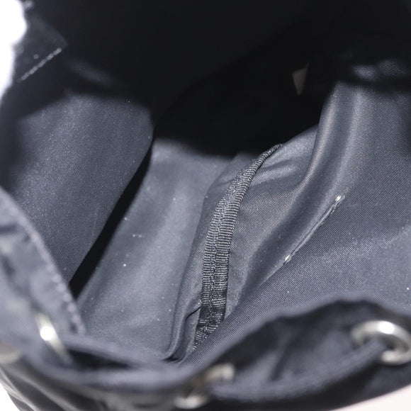 PRADA Kordelzugbeutel Nylon Schwarz Silber Auth 181567