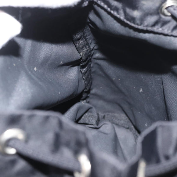 PRADA Kordelzugbeutel Nylon Schwarz Silber Auth 181567