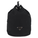PRADA Kordelzugbeutel Nylon Schwarz Silber Auth 181567-13