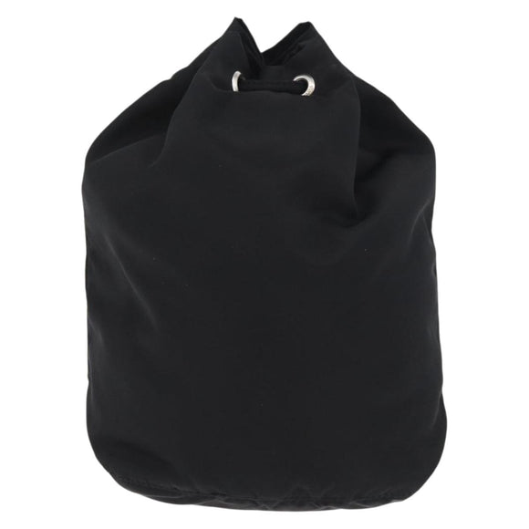 PRADA Kordelzugbeutel Nylon Schwarz Silber Auth 181567