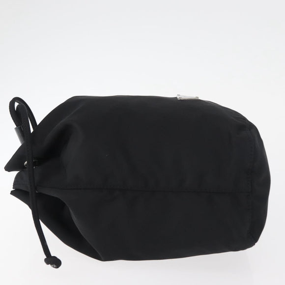 PRADA Kordelzugbeutel Nylon Schwarz Silber Auth 181567
