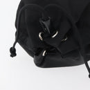 PRADA Kordelzugbeutel Nylon Schwarz Silber Auth 181567-6