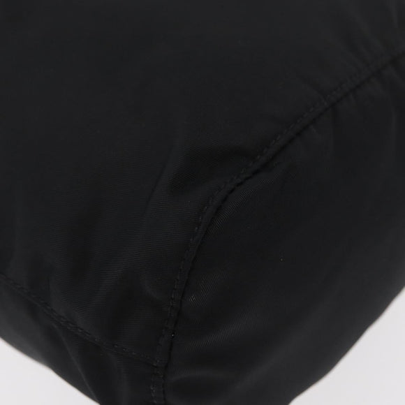 PRADA Kordelzugbeutel Nylon Schwarz Silber Auth 181567