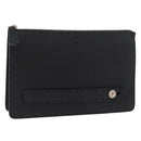FENDI Clutch Bag Leather Black Silver Auth 181568A-1