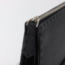 FENDI Clutch Bag Leather Black Silver Auth 181568A-10