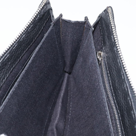 FENDI Clutch Bag Leather Black Silver Auth 181568A