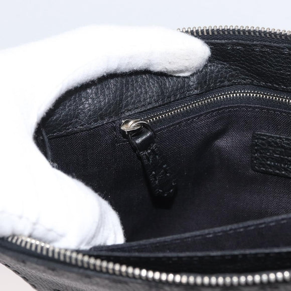 FENDI Clutch Bag Leather Black Silver Auth 181568A