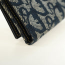 Christian Dior Trotter Canvas Sattel Dreifach-Brieftasche Marinegold Auth 181569V-10