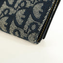 Christian Dior Trotter Canvas Sattel Dreifach-Brieftasche Marinegold Auth 181569V-11