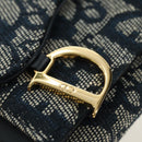 Christian Dior Trotter Canvas Sattel Dreifach-Brieftasche Marinegold Auth 181569V-12