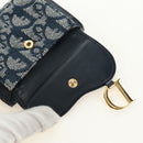 Christian Dior Trotter Canvas Sattel Dreifach-Brieftasche Marinegold Auth 181569V-13