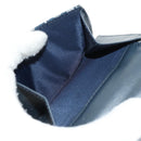 Christian Dior Trotter Canvas Sattel Dreifach-Brieftasche Marinegold Auth 181569V-14