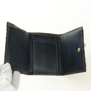 Christian Dior Trotter Canvas Sattel Dreifach-Brieftasche Marinegold Auth 181569V-15