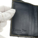 Christian Dior Trotter Canvas Sattel Dreifach-Brieftasche Marinegold Auth 181569V-16