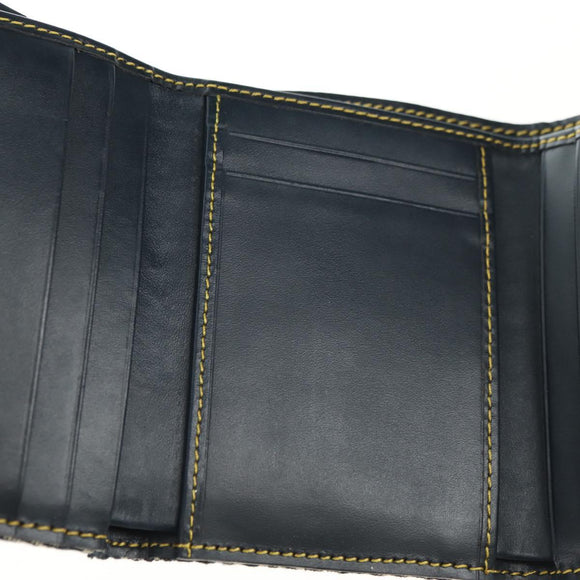 Christian Dior Trotter Canvas Sattel Dreifach-Brieftasche Marinegold Auth 181569V