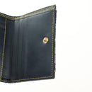 Christian Dior Trotter Canvas Sattel Dreifach-Brieftasche Marinegold Auth 181569V-18