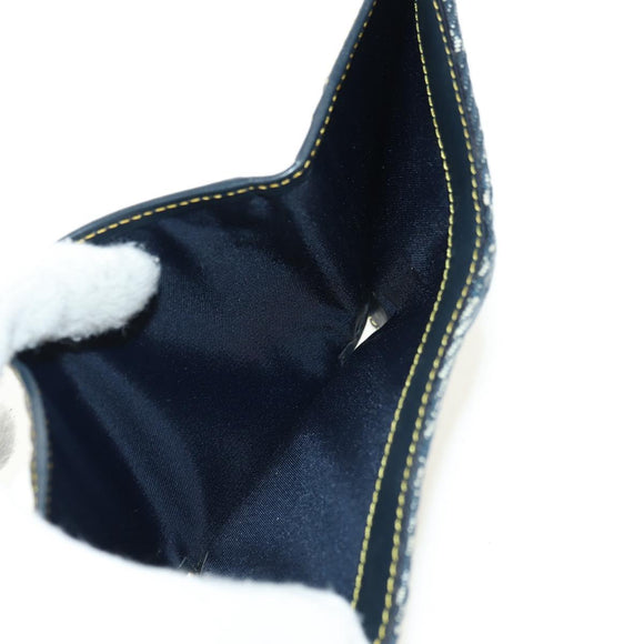 Christian Dior Trotter Canvas Sattel Dreifach-Brieftasche Marinegold Auth 181569V