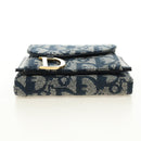 Christian Dior Trotter Canvas Sattel Dreifach-Brieftasche Marinegold Auth 181569V-7