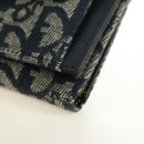 Christian Dior Trotter Canvas Sattel Dreifach-Brieftasche Marinegold Auth 181569V-9
