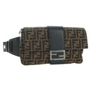 FENDI Zucca Canvas Mamma Baguette Shoulder Bag 2way Black Brown Auth 181574SAM-1
