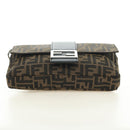 FENDI Zucca Canvas Mamma Baguette Shoulder Bag 2way Black Brown Auth 181574SAM-5
