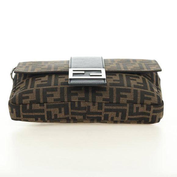 FENDI Zucca Canvas Mamma Baguette Shoulder Bag 2way Black Brown Auth 181574SAM