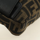 FENDI Zucca Canvas Mamma Baguette Shoulder Bag 2way Black Brown Auth 181574SAM-17