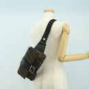 FENDI Zucca Canvas Mamma Baguette Shoulder Bag 2way Black Brown Auth 181574SAM-30