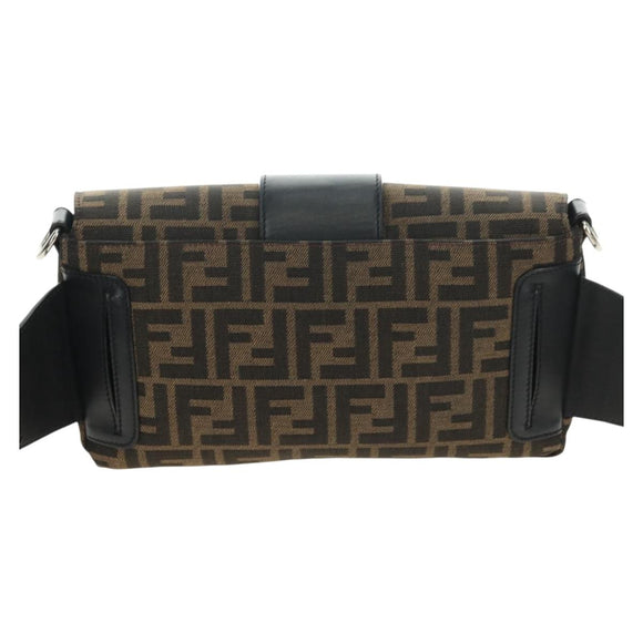 FENDI Zucca Canvas Mamma Baguette Shoulder Bag 2way Black Brown Auth 181574SAM